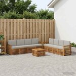 vidaXL Ensemble de canapés d'extérieur 9 pc Naturel et gris clair