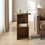 vidaXL Table d'appoint Bois ancien Ø 39 5 x 55 cm Bois d'ingénierie