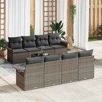 vidaXL Ensemble de canapé de jardin 9 Pièces Gris 55 x 55 x 37 cm