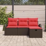 vidaXL Ensemble de canapé de jardin 4 Pièces Marron polyrotin