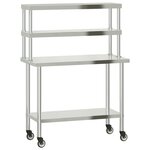 vidaXL Table de travail de cuisine avec étagère 110x55x150 cm inox
