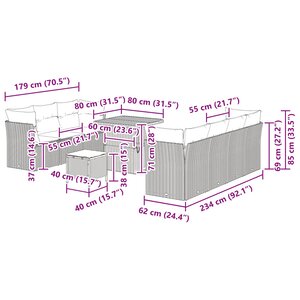 vidaXL Ensemble de canapé de jardin avec coussin 10 Pièces Noir