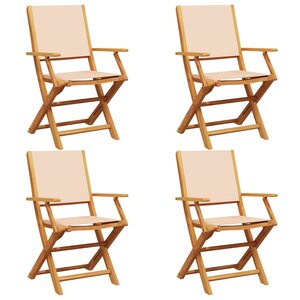vidaXL Chaises de jardin pliantes lot de 4 beige tissu et bois massif