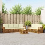 vidaXL Ensembles de canapés 8 pc Naturel et Crème Bois d'Acacia Massif