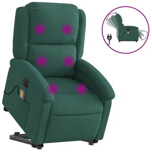 vidaXL Fauteuil inclinable de massage électrique vert foncé velours