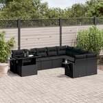 vidaXL Salon de jardin 10 Pièces avec coussins noir résine tressée