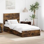 vidaXL Lit de Rangement Chêne fumé 90 x 190 cm Bois d'ingénierie
