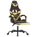 vidaXL Chaise de jeu pivotante et repose-pied Noir et doré Similicuir