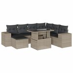 vidaXL Salon de jardin 8 Pièces avec coussins gris clair résine tressée