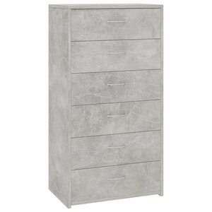 vidaXL Buffet avec 6 tiroirs Gris béton 50x34x96 cm Bois d'ingénierie