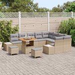 vidaXL Ensemble de canapé de jardin 12 Pièces Beige Poly rotin
