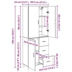 vidaXL Haut Armoire avec tiroir Chêne noir 69 5 x 34 x 180 cm