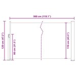 vidaXL Auvent latéral rétractable 120 x 300 cm Rouge