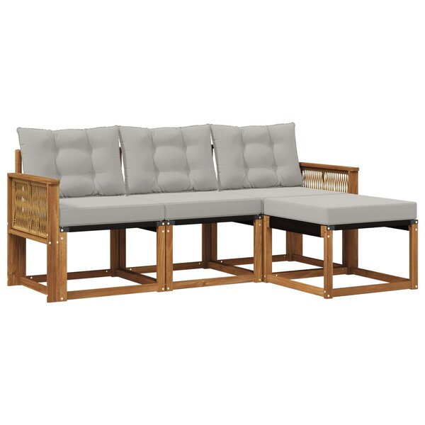 vidaXL Ensemble de canapés d'extérieur 4 pc Naturel et gris clair