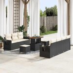 vidaXL Ensemble de canapé de jardin avec coussin 10 Pièces Noir et crème
