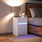 vidaXL Armoire de chevet avec lumières LED blanc bois d'ingénierie