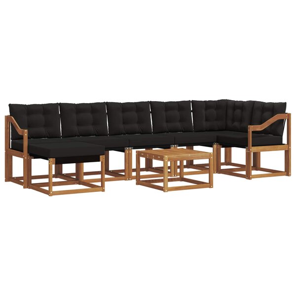 vidaXL Ensemble de canapés d'extérieur 8 Pièces Naturel et Noir