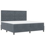 Literie Box Spring vidaXL avec Matelas & LED Gris Foncé 200x200 cm Velours