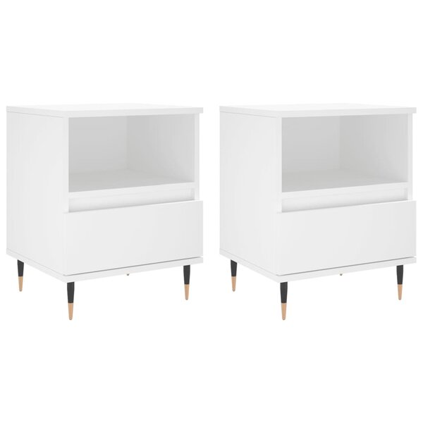 vidaXL Tables de chevet 2 Pièces blanc 40x35x50 cm bois d’ingénierie