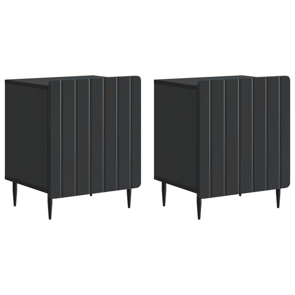 vidaXL Cabinet de chevet 2 Pièces Noir 43 x 34 5 x 52 cm