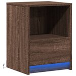 vidaXL Armoire de chevet et lumières LED chêne marron bois ingénierie