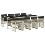 vidaXL Ensemble à manger de jardin et coussins 9 Pièces gris clair rotin
