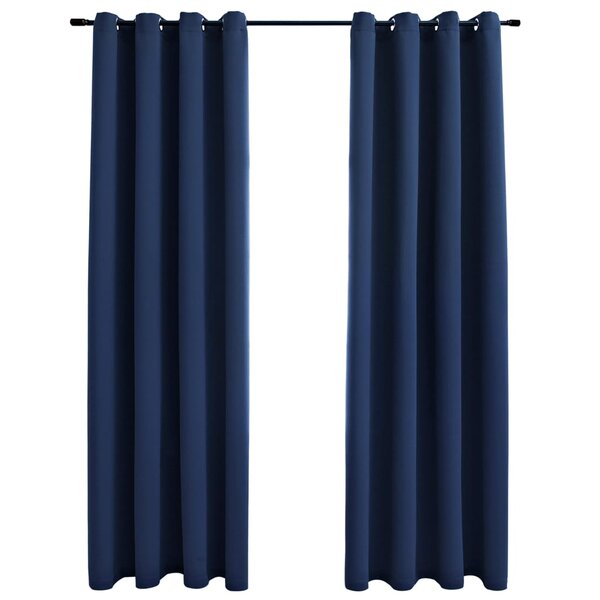vidaXL Rideaux occultants avec anneaux en métal 2 Pièces Bleu 140x245 cm