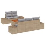 vidaXL Ensemble de Canapés de Jardin 6 pièces avec Coussins Beige Rattan Poly Acacia