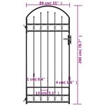 vidaXL Portail de jardin avec dessus arqué Acier 89x200 cm Noir