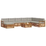 vidaXL Ensemble de canapés d'extérieur 9 Pièces Gris Naturel et Clair