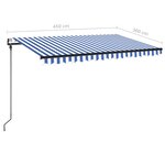 vidaXL Auvent automatique capteur de vent/LED 450x300 cm Bleu et blanc