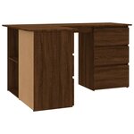 Bureau table poste de travail meuble d'ordinateur informatique étude d'angle chêne 145 x 100 x 76 cm bois d'ingénierie brun 02_0023676