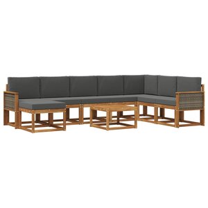 vidaXL Ensemble de canapés d'extérieur 9 pc Naturel et Anthracite