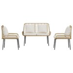 vidaXL Ensemble de salle à manger pour jardin 3 Pièces Marron Noir Crème