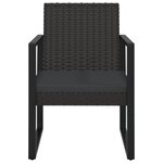 vidaXL Salon de jardin 3 Pièces avec coussins Noir Résine tressée