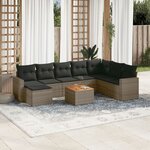 vidaXL Salon de jardin 9 Pièces avec coussins gris résine tressée