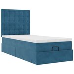 vidaXL Cadre de lit ottoman avec matelas bleu foncé 90x200 cm velours