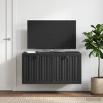 vidaXL Meuble TV mural Noir 59 5 x 41 x 30 cm Bois d'ingénierie