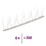 vidaXL Ensemble de 6 pointes à 5 rangées contre oiseaux Inox 3 m