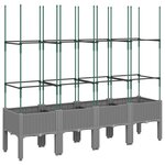 vidaXL Jardinière avec treillis gris clair 160x40x142 5 cm PP