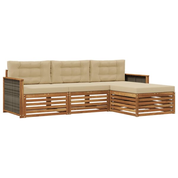 vidaXL Ensemble de canapés d'extérieur avec coussin Naturel et Beige