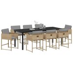 vidaXL Ensemble de salle à manger pour jardin 9 Pièces Beige polyrotin