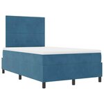 vidaXL Lit à ressort LED avec matelas Bleu foncé 120 x 190 cm Velours