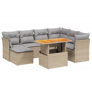 vidaXL Salon de jardin avec coussins 8 Pièces beige résine tressée