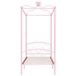 vidaXL Cadre de lit à baldaquin sans matelas rose métal 100x200 cm