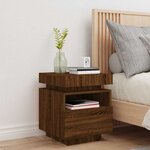 vidaXL Armoire de chevet avec lumières LED chêne marron 40x39x48 5 cm