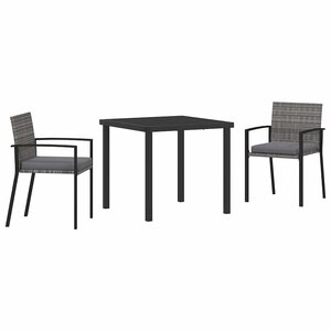 vidaXL Ensemble de salle à manger pour jardin 3 Pièces Gris