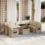 vidaXL Salon de jardin avec coussins 10 Pièces beige résine tressée