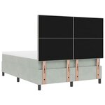 Lit Box Spring vidaXL avec Matelas Gris clair 160x200 cm Velours