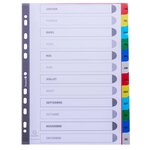 Intercalaires Imprimés Mensuels Pp Couleurs Janv-décembre - A4 - Couleurs Assorties - Exacompta